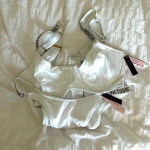 Victoria’s Secret NEW white rhinestone strap bikini top and bottom